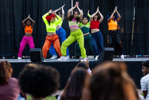 BU’s miXx K-Pop Cover Dance Crew perform in the talent show during the Student Activities Office (SAO) Spring Send Off! May 3 on BU Beach. Terriers celebrated their hard work and bid farewell to another successful year with BU’s inaugural Spring Send Off on Friday, May 3, 2024! Students got to enjoy a flower bouquet-making station, a bounce house, mechanical bull, and an assortment of lawn games, in addition to a variety of food trucks and the talent show. Photo by Cydney Scott for Boston University Photography