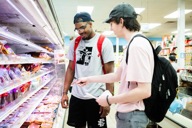 Photo: Students explore Jia Ho supermarket in Chinatown during a class “Food in Place(s): Identity, Location, and the Cultures of Taste”