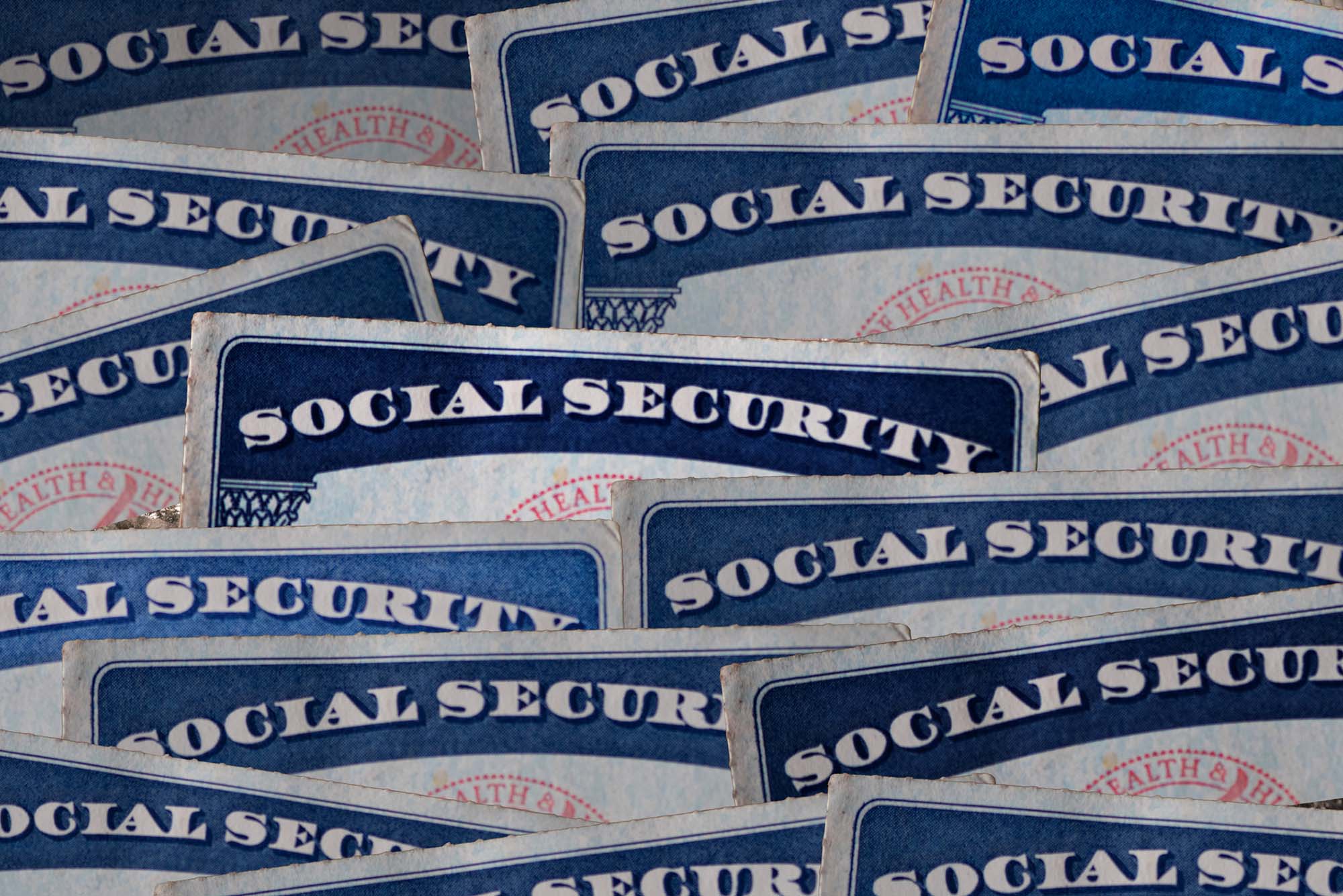 Photo: A stack of United States' Social Security cards