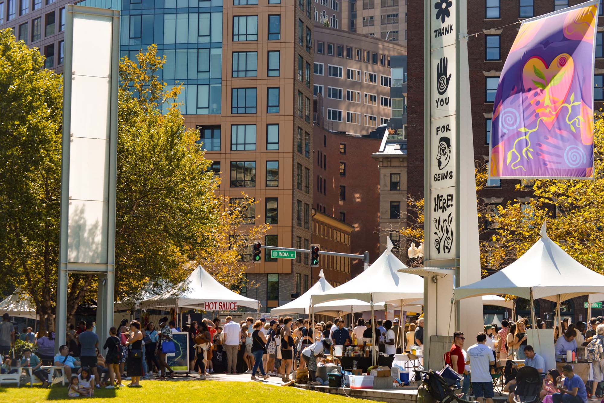 Photo: White tents along a Boston street during the Boston Local Food Festival