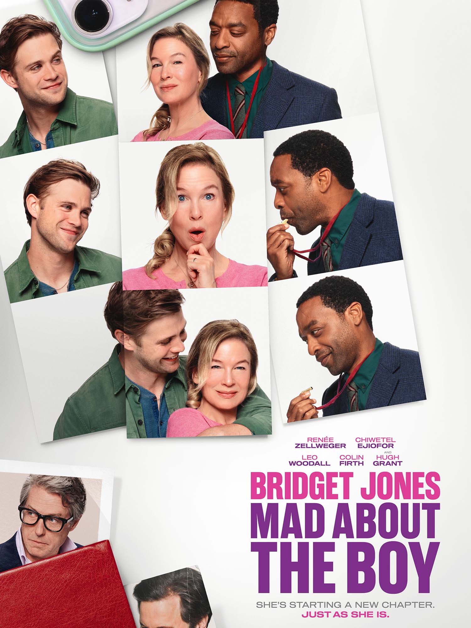 Photo: A movie poster for "Bridget Jones: Mad About the Boy" with a photo strip featuring the main characters