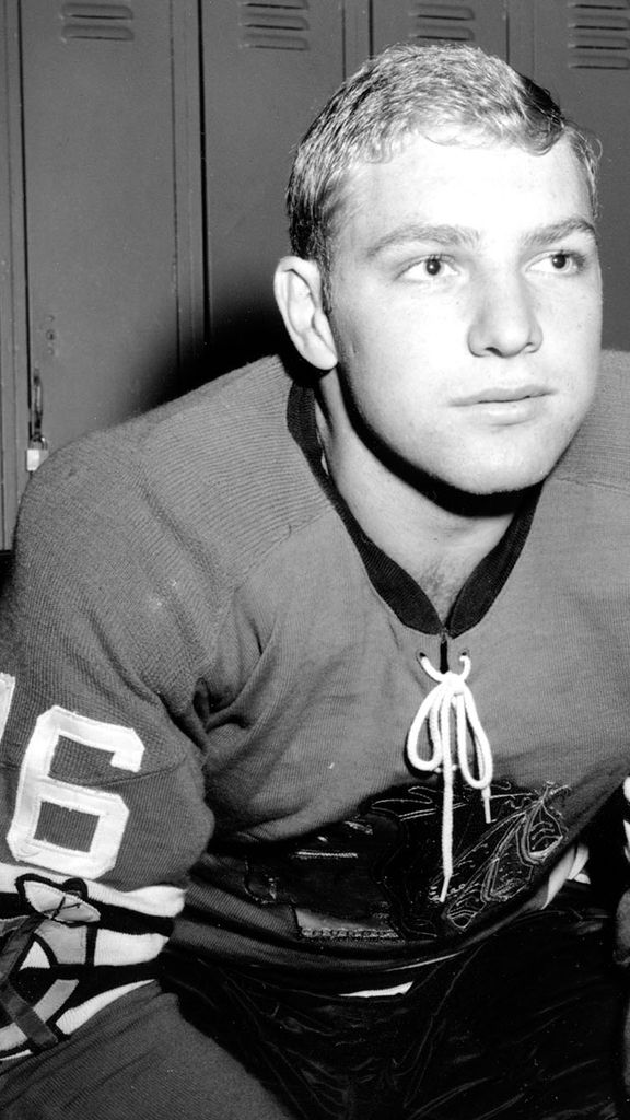 Bobby Hull, 18-year-old player on the Chicago Blackhawks, is photographed in Chicago, Ill., on Oct. 24, 1957. Hull, who is from Point Ann, Ont., Canada, is the youngest member of the team and the National Hockey League as he plays his first season as a pro. (AP Photo/Edward Kitch)