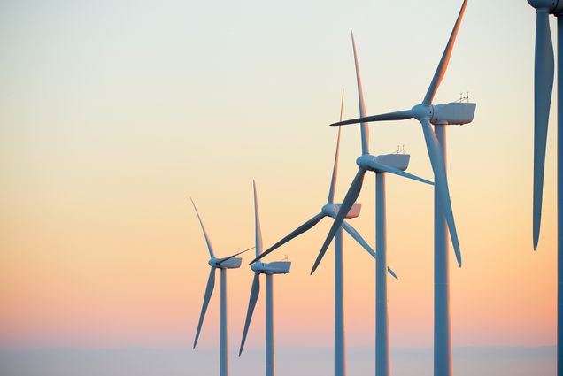 Photo: Wind turbines on a sunny day